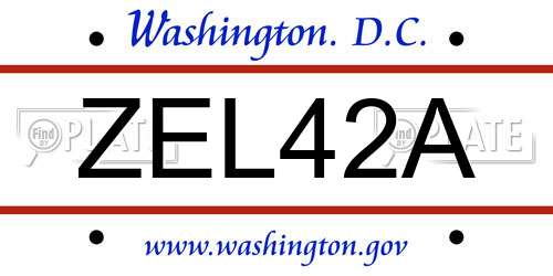 ZEL42A District Of Columbia License Plate