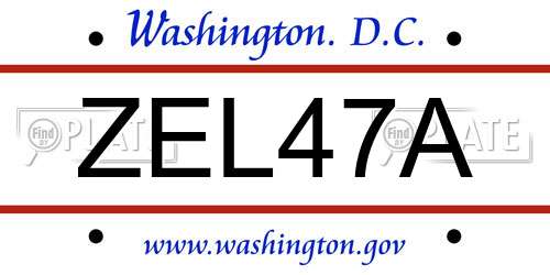 ZEL47A District Of Columbia License Plate