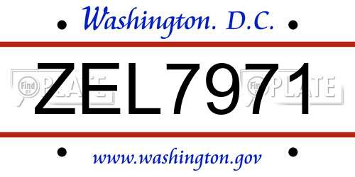 ZEL7971 District Of Columbia License Plate