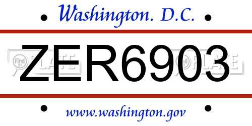 ZER6903 District Of Columbia License Plate