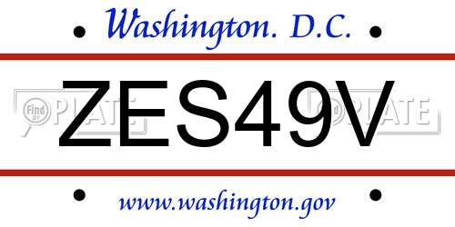 ZES49V District Of Columbia License Plate