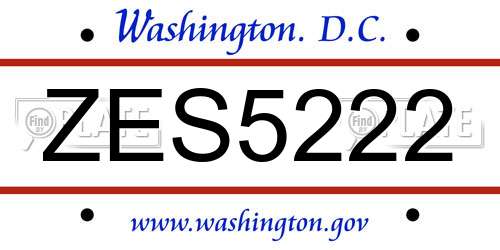 ZES5222 District Of Columbia License Plate