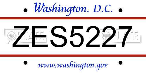 ZES5227 District Of Columbia License Plate