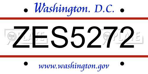 ZES5272 District Of Columbia License Plate