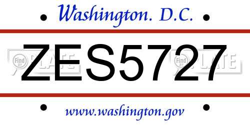 ZES5727 District Of Columbia License Plate