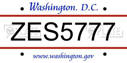 ZES5777 District Of Columbia License Plate