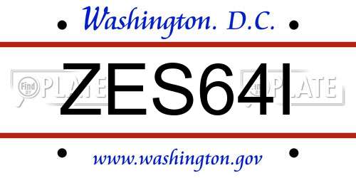 ZES64I District Of Columbia License Plate