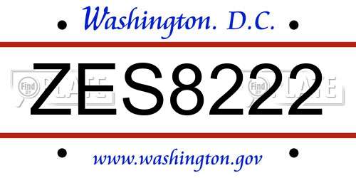 ZES8222 District Of Columbia License Plate