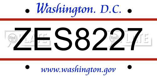 ZES8227 District Of Columbia License Plate