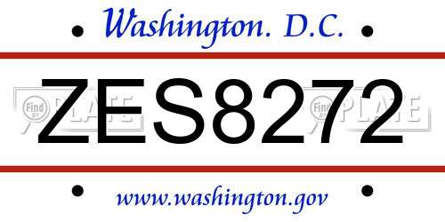 ZES8272 District Of Columbia License Plate