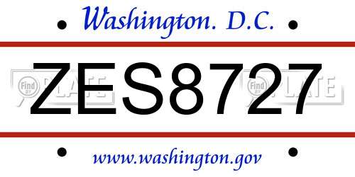 ZES8727 District Of Columbia License Plate