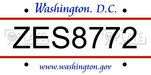 ZES8772 District Of Columbia License Plate