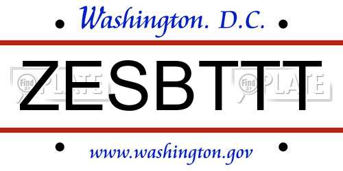 ZESBTTT District Of Columbia License Plate