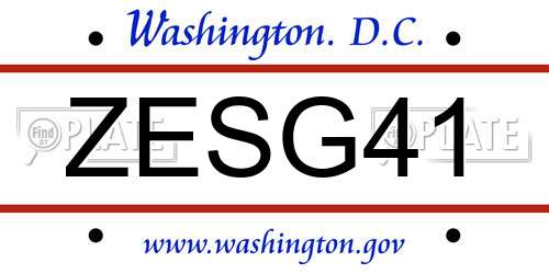 ZESG41 District Of Columbia License Plate