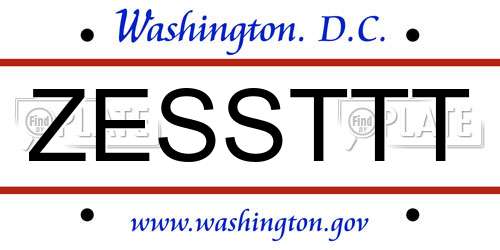 ZESSTTT District Of Columbia License Plate