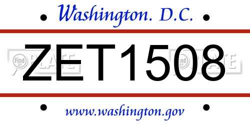 ZET1508 District Of Columbia License Plate