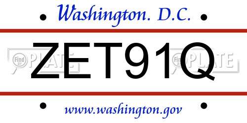 ZET91Q District Of Columbia License Plate