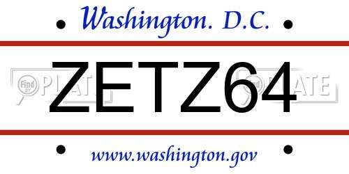ZETZ64 District Of Columbia License Plate