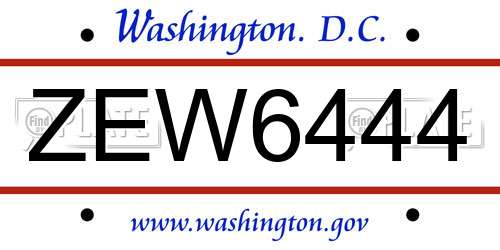 ZEW6444 District Of Columbia License Plate