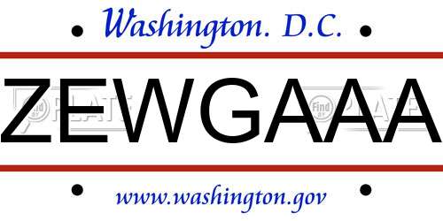 ZEWGAAA District Of Columbia License Plate