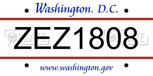 ZEZ1808 District Of Columbia License Plate