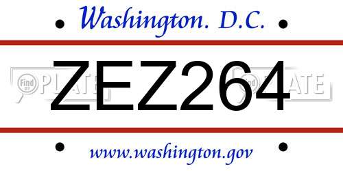 ZEZ264 District Of Columbia License Plate