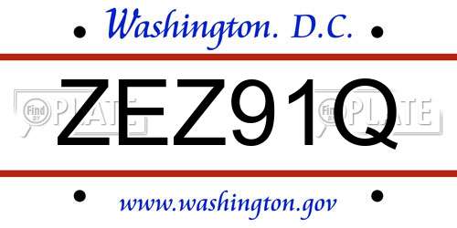 ZEZ91Q District Of Columbia License Plate