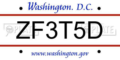 ZF3T5D District Of Columbia License Plate