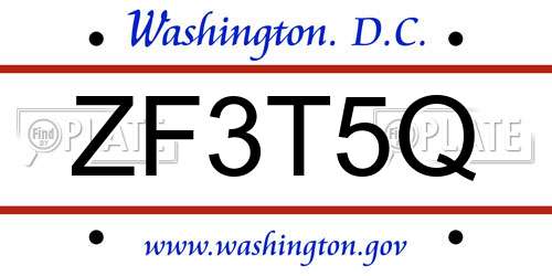ZF3T5Q District Of Columbia License Plate