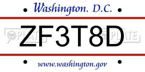 ZF3T8D District Of Columbia License Plate