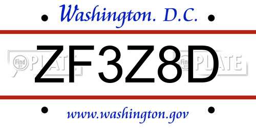 ZF3Z8D District Of Columbia License Plate