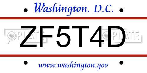 ZF5T4D District Of Columbia License Plate