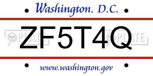 ZF5T4Q District Of Columbia License Plate