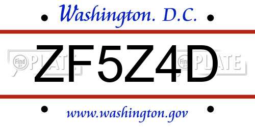 ZF5Z4D District Of Columbia License Plate