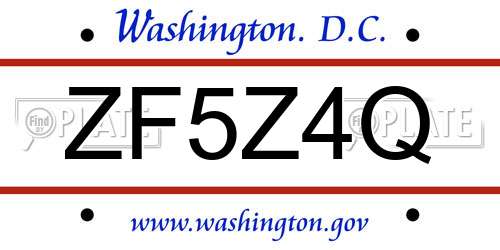 ZF5Z4Q District Of Columbia License Plate