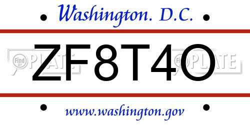 ZF8T4O District Of Columbia License Plate