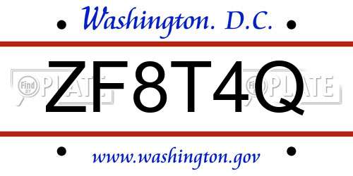 ZF8T4Q District Of Columbia License Plate