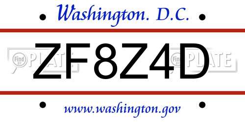 ZF8Z4D District Of Columbia License Plate