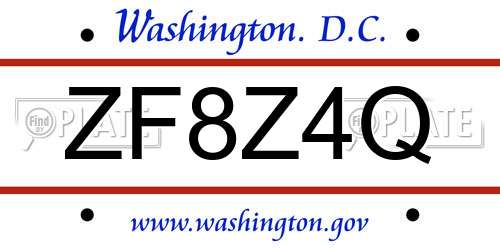 ZF8Z4Q District Of Columbia License Plate