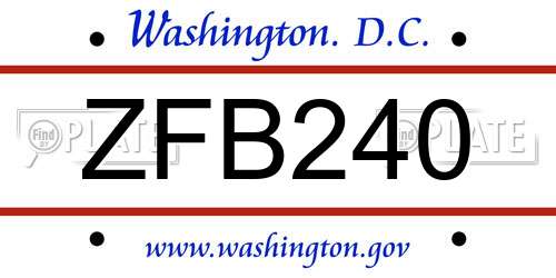 ZFB240 District Of Columbia License Plate
