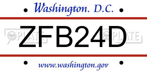 ZFB24D District Of Columbia License Plate