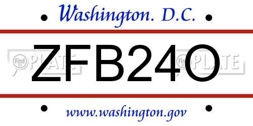 ZFB24O District Of Columbia License Plate