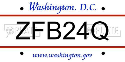 ZFB24Q District Of Columbia License Plate