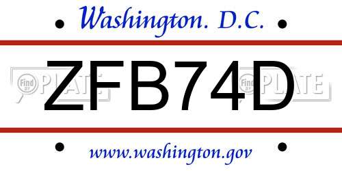 ZFB74D District Of Columbia License Plate