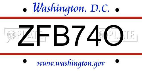 ZFB74O District Of Columbia License Plate