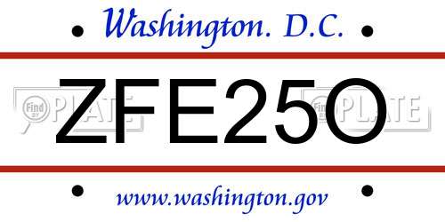 ZFE25O District Of Columbia License Plate