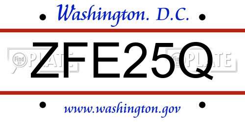 ZFE25Q District Of Columbia License Plate