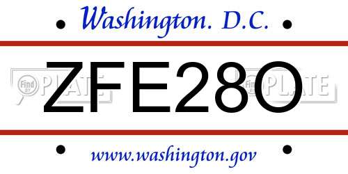 ZFE28O District Of Columbia License Plate