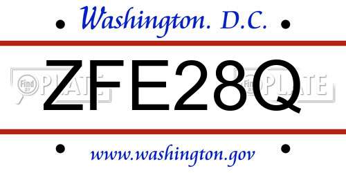 ZFE28Q District Of Columbia License Plate