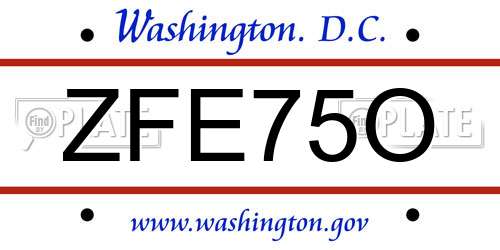 ZFE75O District Of Columbia License Plate